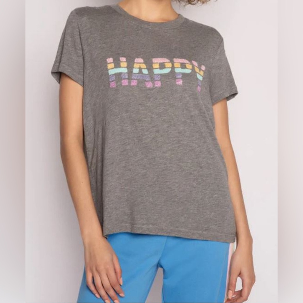 Gray 'Happy' Graphic T-Shirt